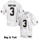 Notre Dame Fighting Irish Men's Joe Montana #3 White Under Armour Authentic Stitched Big & Tall College NCAA Football Jersey UTB2899CM